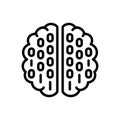 Black line icon for Binary Mind, processor and brain
