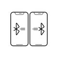 Black line icon for Bluetooth connectivity, app and iphone