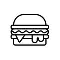 Black line icon for Burger, food and hamburger