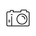 Black line icon for Camera, aperture and digital