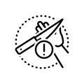 Black line icon for Carefulness, cautious and knife Royalty Free Stock Photo