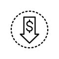 Black line icon for Cheaper, inexpensive and budget Royalty Free Stock Photo