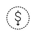 Black line icon for Cheaper, inexpensive and budget Royalty Free Stock Photo