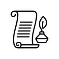 Black line icon for Chronicle, inkwell and antiquity Royalty Free Stock Photo
