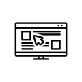 Black line icon for Clickable, browser and pointer