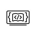 Black line icon for Code Learning, programming and application Royalty Free Stock Photo