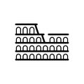Black line icon for Colosseum of rome, theater and wonder