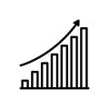 Black line icon for Cumulative, accumulative and stock