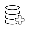 Black line icon for Data add, new and server Royalty Free Stock Photo
