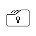 Black line icon for Data,folder, security and encryption Royalty Free Stock Photo