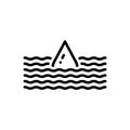 Black line icon for Deep, submerge and water