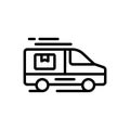 Black line icon for Deliver, truck and automobile