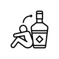 Black line icon for Depend, succumb and habit