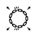 Black line icon for Detachment, chain and link