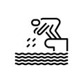 Black line icon for Dive, plunge and river