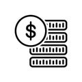 Black line icon for Doller, money and currency Royalty Free Stock Photo