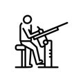 Black line icon for Draughtsman, man and attack