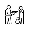 Black line icon for Duress, person and robber