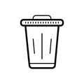 Black line icon for Dustbin, delete and clean