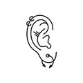 Black line icon for Ear jewellery, body and art