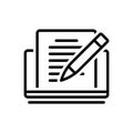 Black line icon for Editor, pencil and copyholder