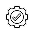 Black line icon for Established, situated and fixed