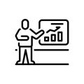 Black line icon for Explanation, presentation and financial