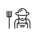 Black line icon for Farmer, peasant and agriculturist