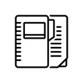 Black line icon for File, notebook and dossier