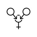 Black line icon for Gangbang, gender and sexual