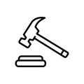 Black line icon for Hammer, knocker and clobber Royalty Free Stock Photo