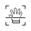Black line icon for Handprint, creativity and scan Royalty Free Stock Photo