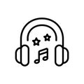 Black line icon for Head Phones, earphone and concert