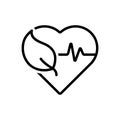 Black line icon for Health, well being and ehealth