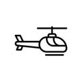 Black line icon for Helicopter, chopper and transportation