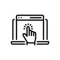 Black line icon for Interaction, website and software