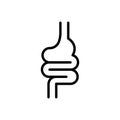 Black line icon for Intestine, appendix and human