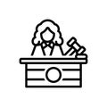Black line icon for judge, justice and  magistrate Royalty Free Stock Photo