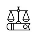 Black line icon for Justice, book and fairly