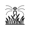 Black line icon for Lawn, grass and yard