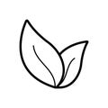 Black line icon for Leaf, organic and plant