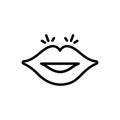 Black line icon for Lips, desire and glossy
