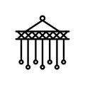 Black line icon for Macrame, branch and craft