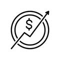 Black line icon for Macroeconomic, investment and growth Royalty Free Stock Photo