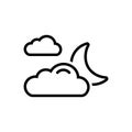 Black line icon for Mainly, moon and cloud