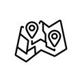 Black line icon for Map, delineation and route