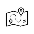Black line icon for Map, tracking and landmark