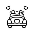 Black line icon for Married, hitched and marital