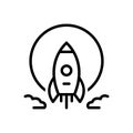 Black line icon for Moonshot, launch and rocket Royalty Free Stock Photo