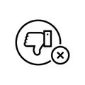 Black line icon for negative, refusal and rejection